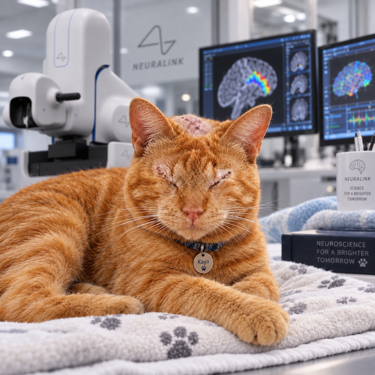 Preclinical study subject Kaya with Neuralink visual prosthesis implant system